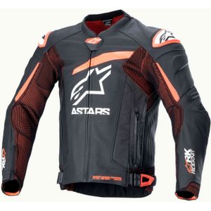 Alpinestars GP Plus R V4 Rideknit, leren jas geperforeerd, Zwart/Neon-Rood/Wit, 50