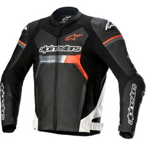 Alpinestars GP Force, leren jasje, Zwart/Wit/Neon-Rood, 52