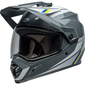 Bell MX-9 Adventure MIPS Alpine, enduro helm, Grijs/Wit/Blauw/Geel, XL