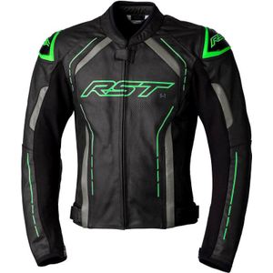 RST S-1, leren jas, zwart/grijs/groen, XL
