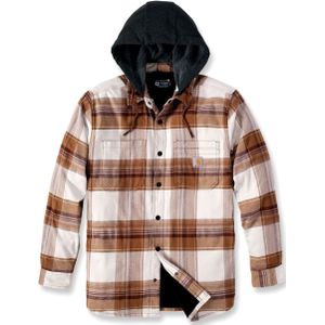 Carhartt Rugged Flex Flannel Fleece, stoffen jas, Lichtbruin/Beige/Zwart, XL