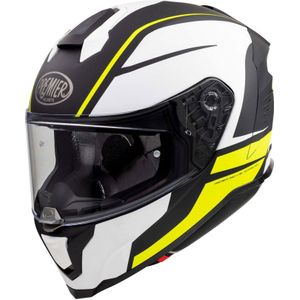 Premier Hyper DE, integraalhelm, matzwart/witte/neon geel, S