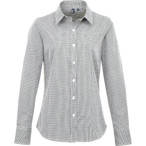 Premier Women´s Microcheck (Gingham) Long Sleeve Cotton Shirt