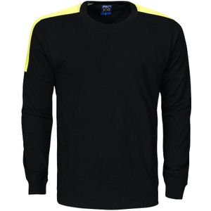 ProJob 2020 T-SHIRT LANGE MOUWEN MET FLUO INZETSTUKKEN 642020 - marine hv geel