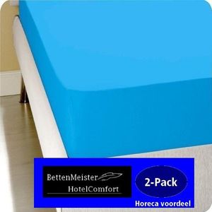 hotelgroothandel.nl - 2-Pack - Hoeslaken - turquoise Jersey Stretch 100% Katoen - 30cm --190/200x200/220/15-35