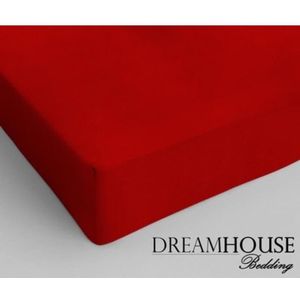 Dreamhouse Katoen Hoeslaken - 90x200 cm - Rood - Eenpersoons