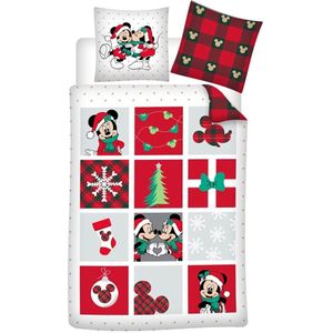 Disney Minnie & Mickey Mouse Dekbedovertrek Kerst - Tweepersoons - 200 x 200 cm - Katoen Flanel