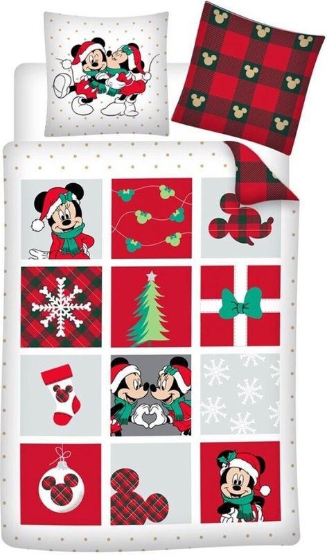 Disney Minnie & Mickey Mouse Dekbedovertrek Kerst - Tweepersoons - 200 x 200 cm - Katoen Flanel