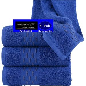 hotelgroothandel.nl - 4 Pack Handdoeken - (4 stuks) golf jacquard royal blauw 50x100 cm - Katoen badstof