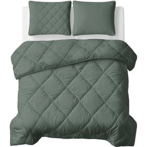 Sleeptime Lazy Dekbed Uni Grijs/Groen - Met Kussensloop/Kussenslopen - 140x200 - Groen;Grijs;