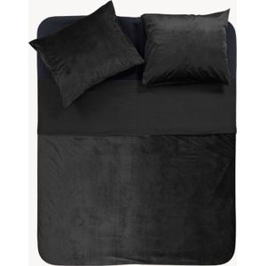 Sleeptime Dekbedovertrek Velvet Piping Black - 240x220 + 2 kussenslopen 60x70 - Zwart