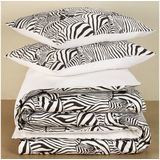 De Witte Lietaer Dekbedovertrek Zebra Eggshell - Lits Jumeaux - 240 x 220 cm - Katoen Satijn