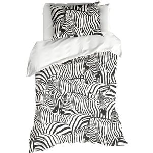 De Witte Lietaer Dekbedovertrek Zebra Eggshell - Lits Jumeaux - 240 x 220 cm - Katoen Satijn