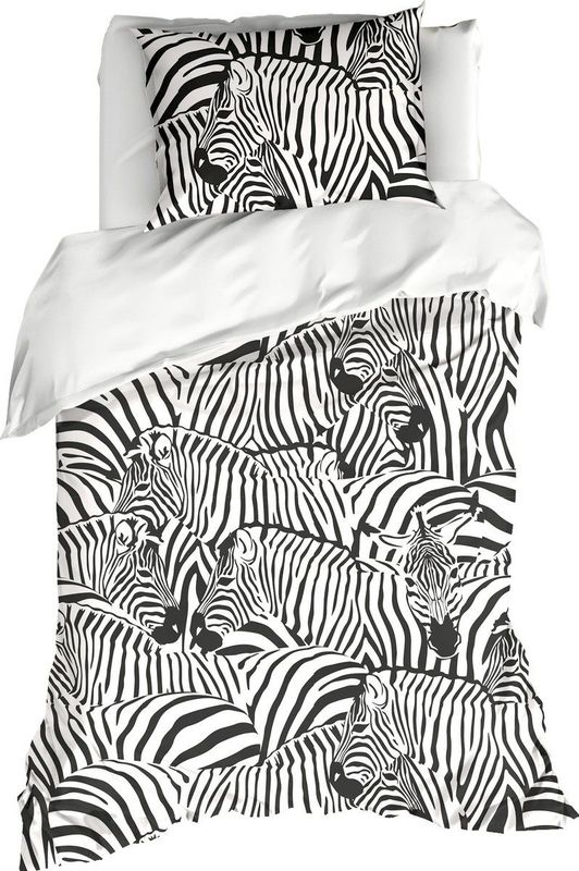 De Witte Lietaer Dekbedovertrek Zebra Eggshell - Lits Jumeaux - 240 x 220 cm - Katoen Satijn