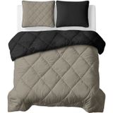 Sleeptime Lazy Dekbed Uni Taupe/Zwar - Met Kussensloop/Kussenslopen - 240x200 - Taupe;Zwart;