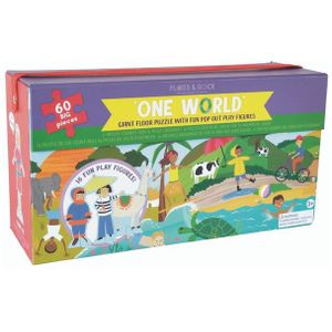 Floss & Rock Vloerpuzzel 60 st., One World - 138x27 cm - 60 stuks - Multikleur