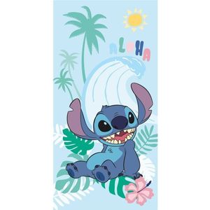 Disney Lilo & Stitch Strandlaken Aloha - 70 x 140 cm - Kat en - 70x140 - Blauw