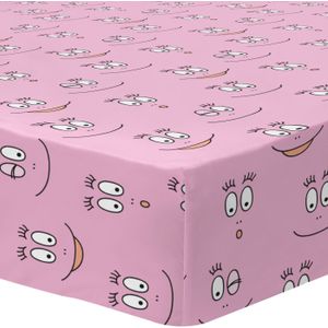 Barbapapa - Hoeslaken, Pink - Eenpersoons - 90 x 200 cm - Katoen --90x200/25