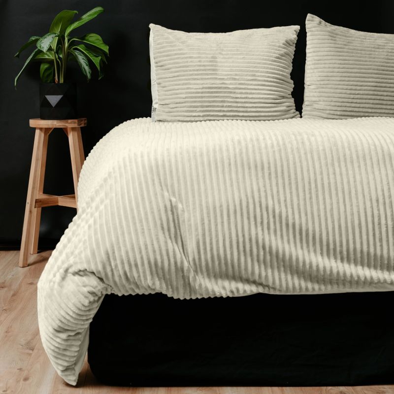 Sleeptime Teddy Rib Dekbedovertrek - 200X200/220 + 2 x kussenslopen 60x70 - Creme