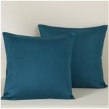 De Witte Lietaer Sierkussensloop Set Olivia Lake Green - 40 x 40 cm - Satijn Katoen