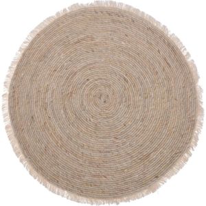 Koopman Gevlochten rond vloerkleed riet/rotan Ø 80 cm - natuurlijk - DIA 80 CM - Bruin