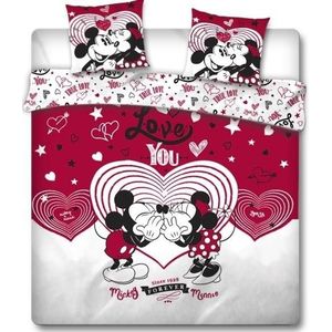 Disney Minnie Mouse Dekbedovertrek Love You - Lits Jumeaux - 240 x 220 cm - Rood