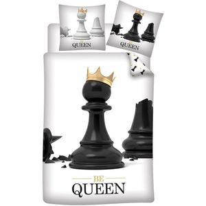 The Queen's Gambit - Dekbedovertrek Be Queen - Eenpersoons - 140 x 200 cm - Polyester --140x200 + 1 kussensloop 63x63