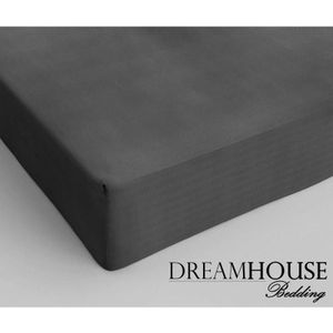 Dreamhouse Katoen Hoeslaken - 180x220 cm - Antraciet - Lits-Jumeaux