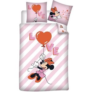 Disney Minnie Mouse - Dekbedovertrek Love Balloon - Eenpersoons - 140 x 200 cm - Katoen --140x200 + 1 kussensloop 65x65