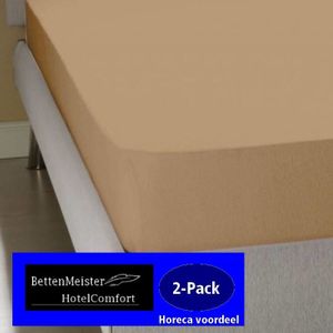 hotelgroothandel.nl - 2-Pack - Jersey hoeslaken stretch licht bruin - 35 cm 100% katoen --80/90x200/220 /30
