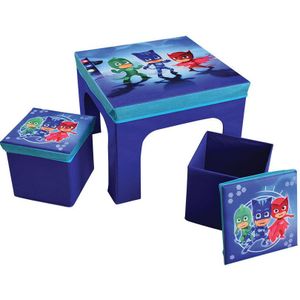 PJ Masks - Opvouwbare kindertafel en 2 krukjes, Power Heroes -  50 x 50 x 49 cm + 26 x 26 x 24 cm