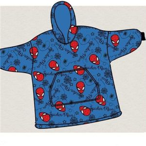 Spiderman Hoodie Fleece deken, True Hero - One Size - One Size - Volwassen maat - Blauw