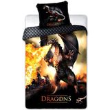Draak Dekbedovertrek Dragons - Eenpersoons - 160  x 200 cm - Katoen - 160x200 + 1 kussensloop 70x80 - Multikleur