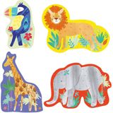 Floss & Rock Jungle puzzels 11 x 15 cm 4 stuks - 1 x 3 stukjes, 1 x 4 stukjes, 1 x 6 stukjes, 1 x 8 stukjes - Multikleur