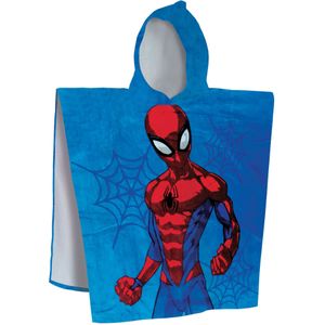 Spiderman Poncho / Badcape Hero - 60 x 120 cm - Kat en - 60x120 - Blauw