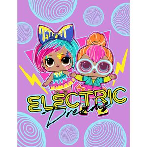 L.O.L. Surprise Fleece Deken, Electric Dreams - 130 x 170 cm - Polyester - 130x170 - Paars;Roze;
