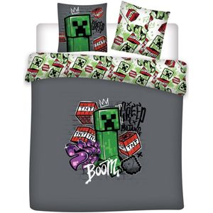 Minecraft Dekbedovertrek Boom - Lits Jumeaux - 240 x 220 + 2x 63 x 63 cm - Polyester