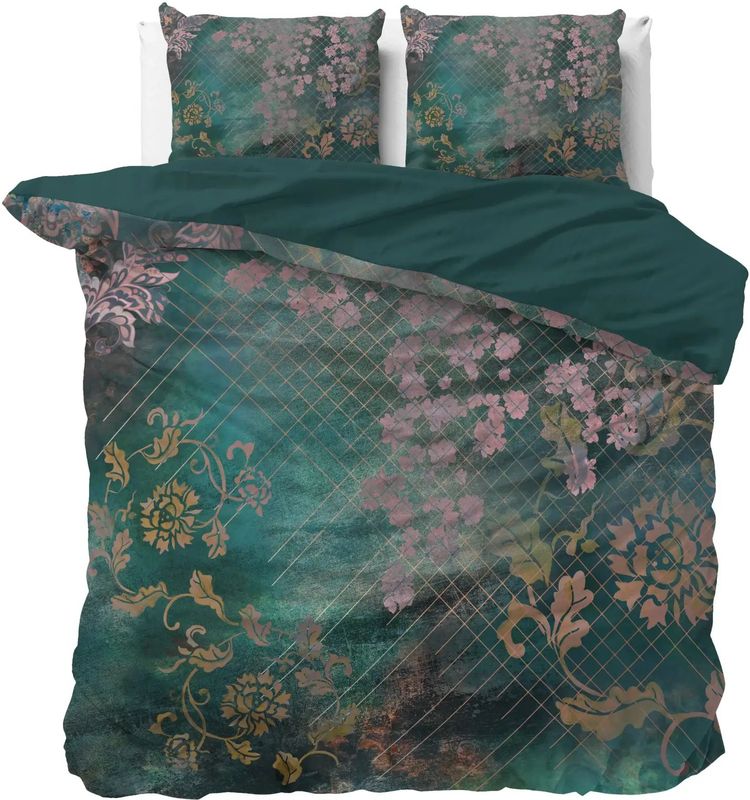 Sleeptime - Raddison Flower - Dekbedovertrek - Groen - 200x200x220 + 2 Kussenslopen 60x70