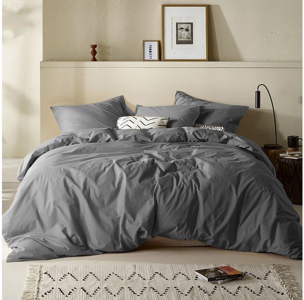 Moodit Dekbedovertrek Basil Grey - Hotelmaat - 260 x 240 cm - Katoen