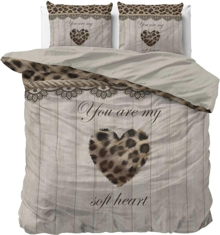 Sleeptime - You Are My Heart - Dekbedovertrek - Zand - 240x200x220 + 2 Kussenslopen 60x70
