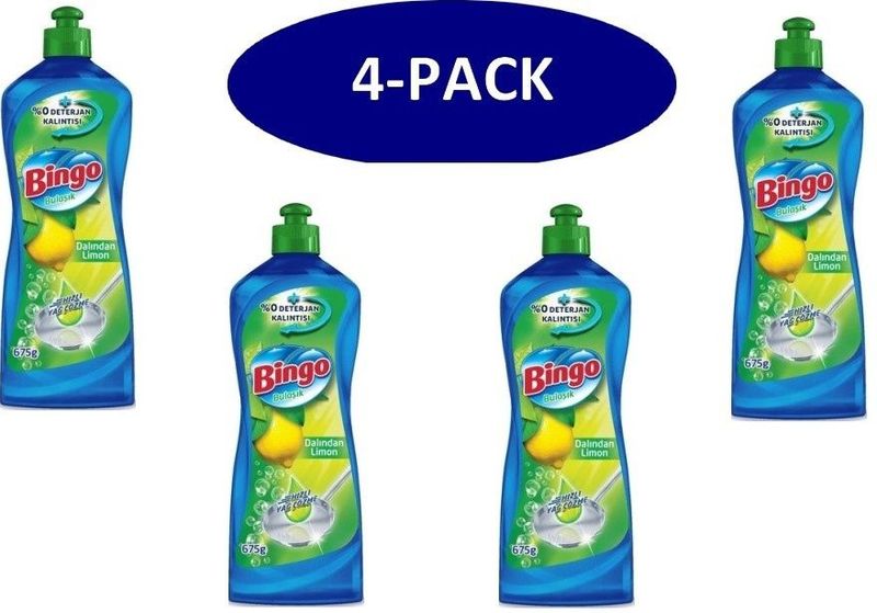 Bingo 4-Pack - Afwasmiddel Limoen 675ml (limon) - 675 ml - Overige kleuren