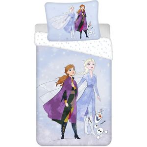 Disney Frozen Dekbedovertrek Sisters en Olaf - Eenpersoons -140 x 200 cm - Katoen