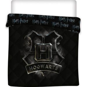 Harry Potter Sprei Hogwarts - Tweepersoons - 240 x 220 cm - Polyester - 240x220 - Zwart