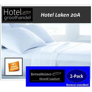 hotelgroothandel.nl - 2-Pack Laken Hotel |  Wit 100% Katoenen 20A