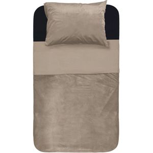 Sleeptime Dekbedovertrek Velvet Piping Taupe / Grijs - 200x220 + 2 kussenslopen 60x70 - Grijs;Taupe;