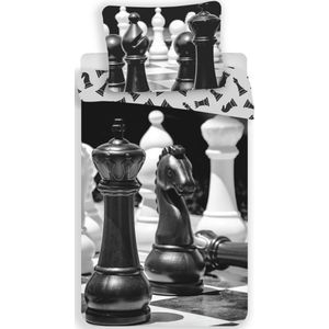 Sweet Home Dekbedovertrek – Chess Horse – 140 X 200 Cm Zwart/Wit