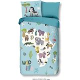 Good morning - Dekbedovertrek Wild Life -140x220 kids nr.6646 aqua --140x200/220 + 1 kussensloop 60x70