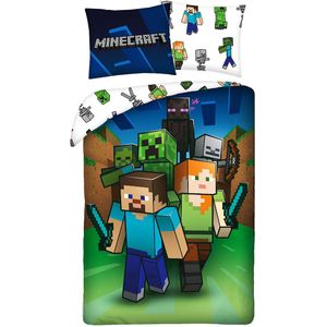 Minecraft - Dekbedovertrek Monster Hunter - (Let op - Met extra grote sloop 70x90cm) - Katoen --140x200 + 1 kussensloop 70x90