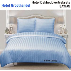 Dekbedovertrek satijn gestreept 27mm - 200x220 cm CVC 140g. m2 blauws-sHotel / Horeca