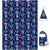 Disney Lilo & Stitch Fleeceplaid met muts, Kerst - 100 x 140 cm - Polyester - 100x140 - Blauw